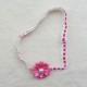 Mini Flower Headband With Pearl & Lace- Hot Pink