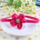 Satin Fabric Flower with button Headband-hot pink