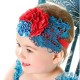 Peacock feather headband- Red and blue