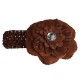 Peony Flower Crystal Headband-Brown